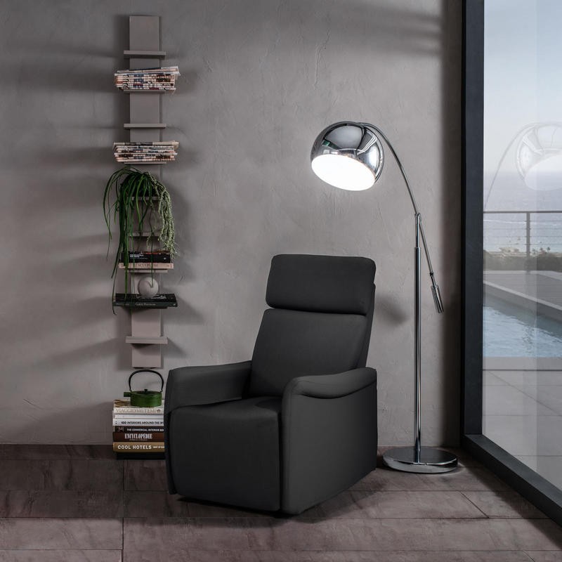 Poltrona relax reclinabile manuale in  similpelle antracite  70 x 92 x h. 105 cm - Samnite