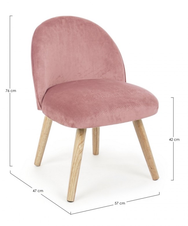 Poltroncina vintage in tessuto Rosa Antico ADELINE 47x57x h76 cm - Samnite