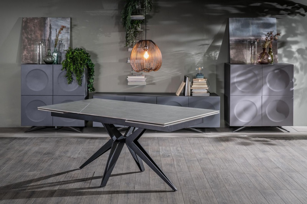 Tavolo allungabile grigio-negro 90 cm x 160-240  cm cm H. 76 cm - Samnite