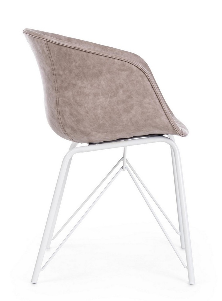 Sedia vintage ecopelle beige bianco Warhol cm 59 x 54,5 x 80 - Samnite