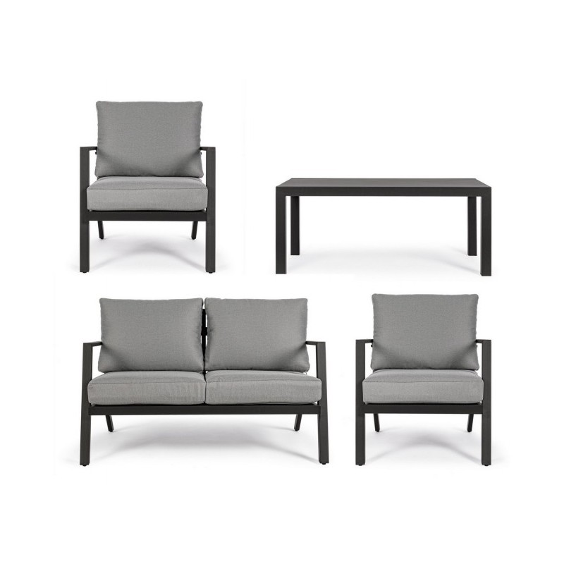 Set da giardino salotto antracite YK13 4 pezzi - Samnite