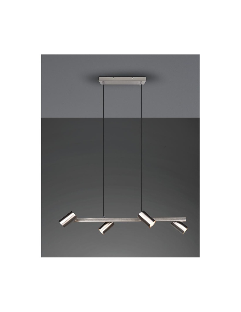 Sospensione 4 Faretti Spot GU10 Orientabili Marley Nichel Trio Lighting - Samnite