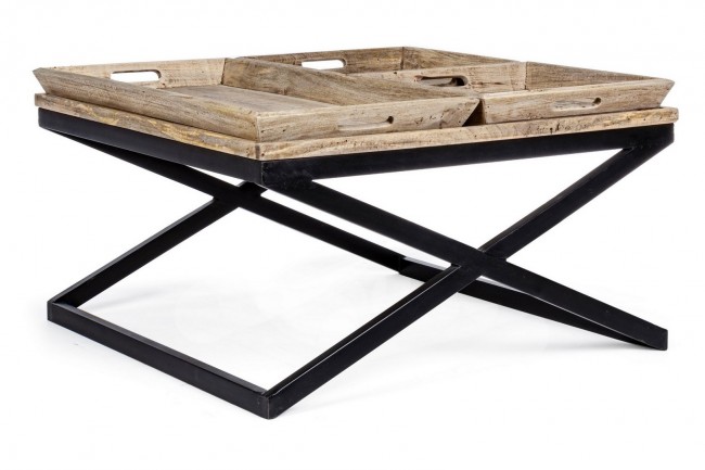 Tavolino Tray con vassoio 90x90 cm - Samnite