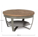Tavolino in legno e acciaio stile industriale cm Ø65x34h - Samnite