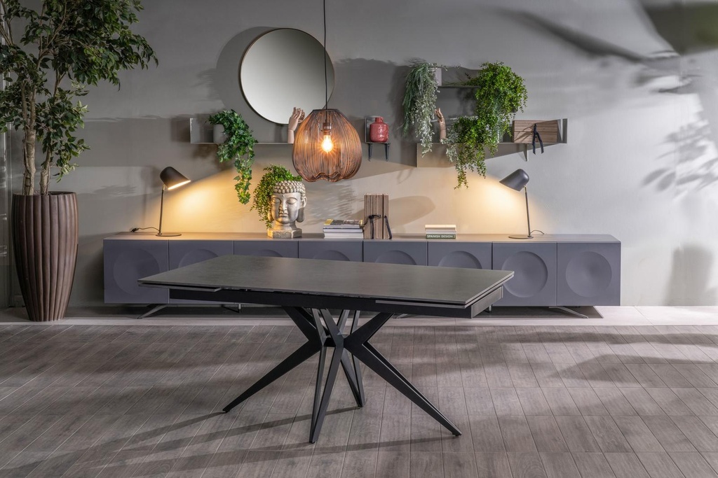 Tavolo allungabile grigio vintage - nero opaco 90 cm x 160-240  cm cm H. 76 cm - Samnite