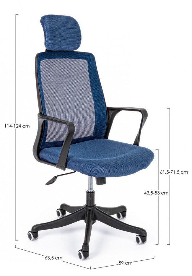 sedia uff. c-br laurent blu - Samnite