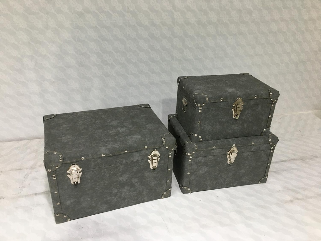 Baule vintage ecopelle grigio 1-3 cm 50 x 80 x h 30,5