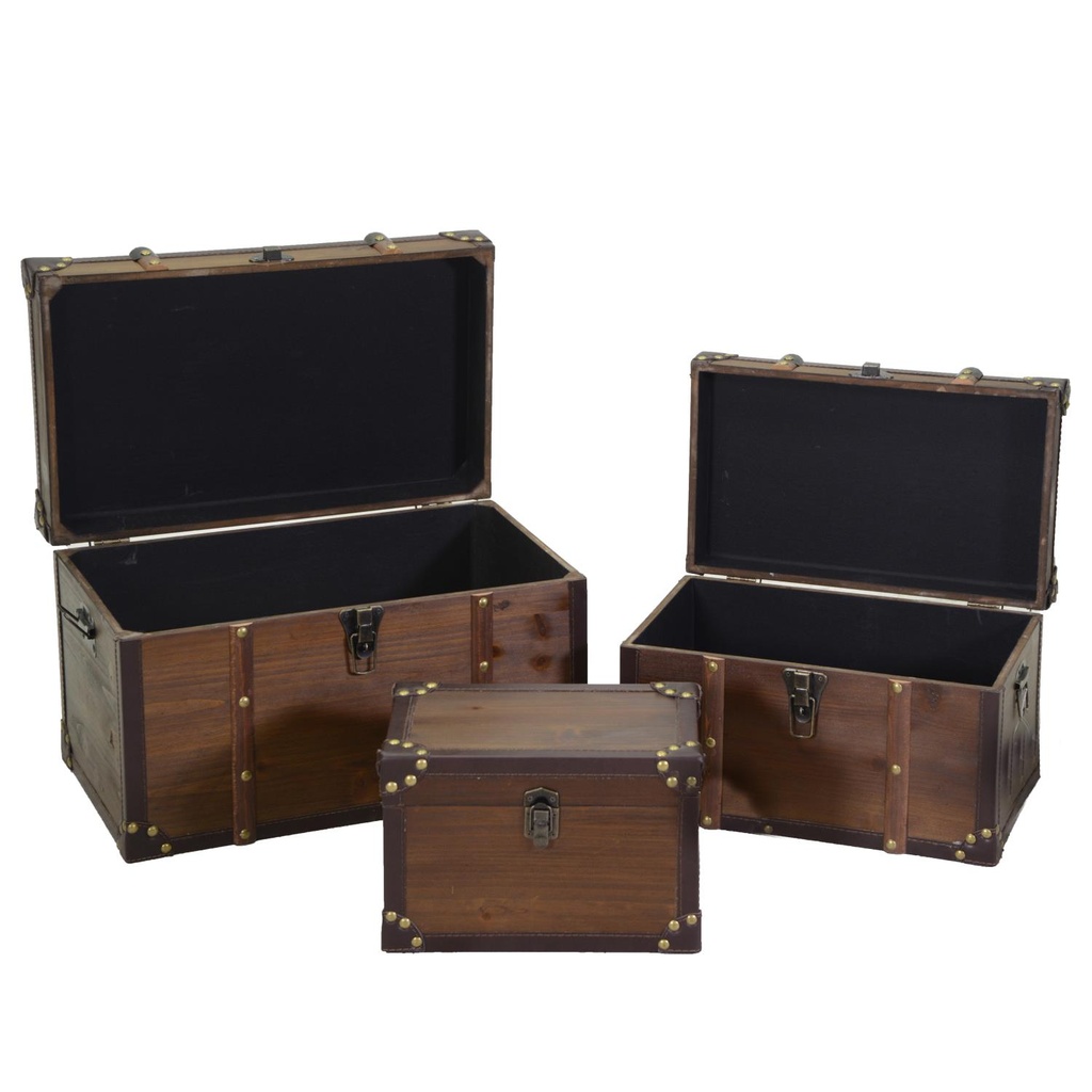 Baule 1-3 in legno ecopelle marrone