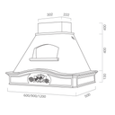 Cappa aspirante DÉSIRÉE in acciaio inox bianco e cornice in legno intarsio colore corda cm 90