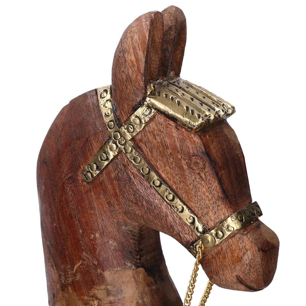 Cavallo legno rivestito metallo oro cm50X13h56