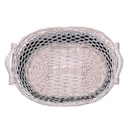Cesta vimini intreccio azzurro bianco ovale cm45x35h12