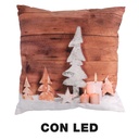 Cuscino tessuto decorazioni led marronecm40x40
