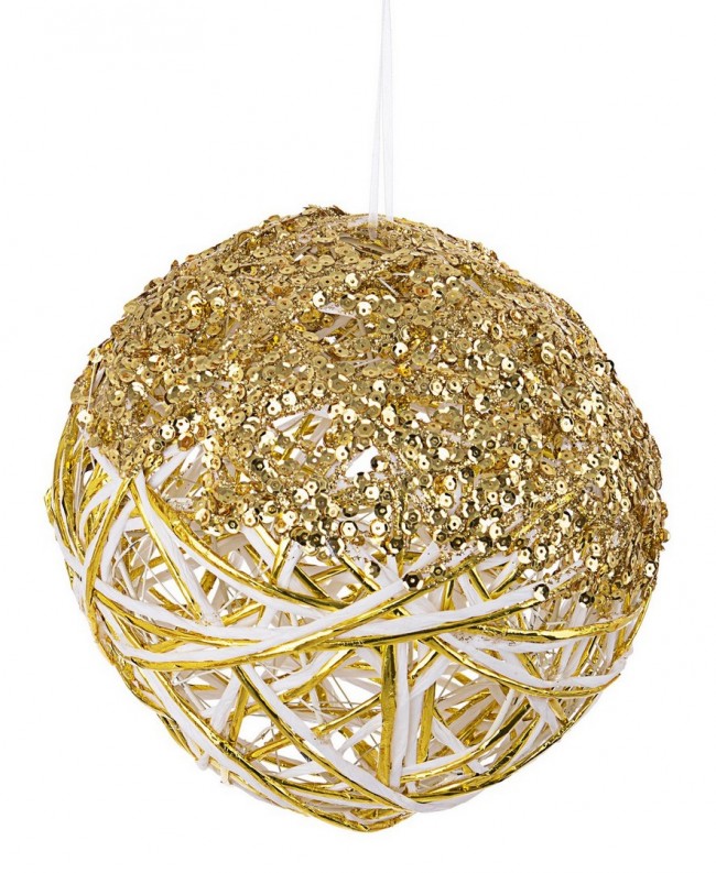 12x Decorazione Sferica Glittery Bia