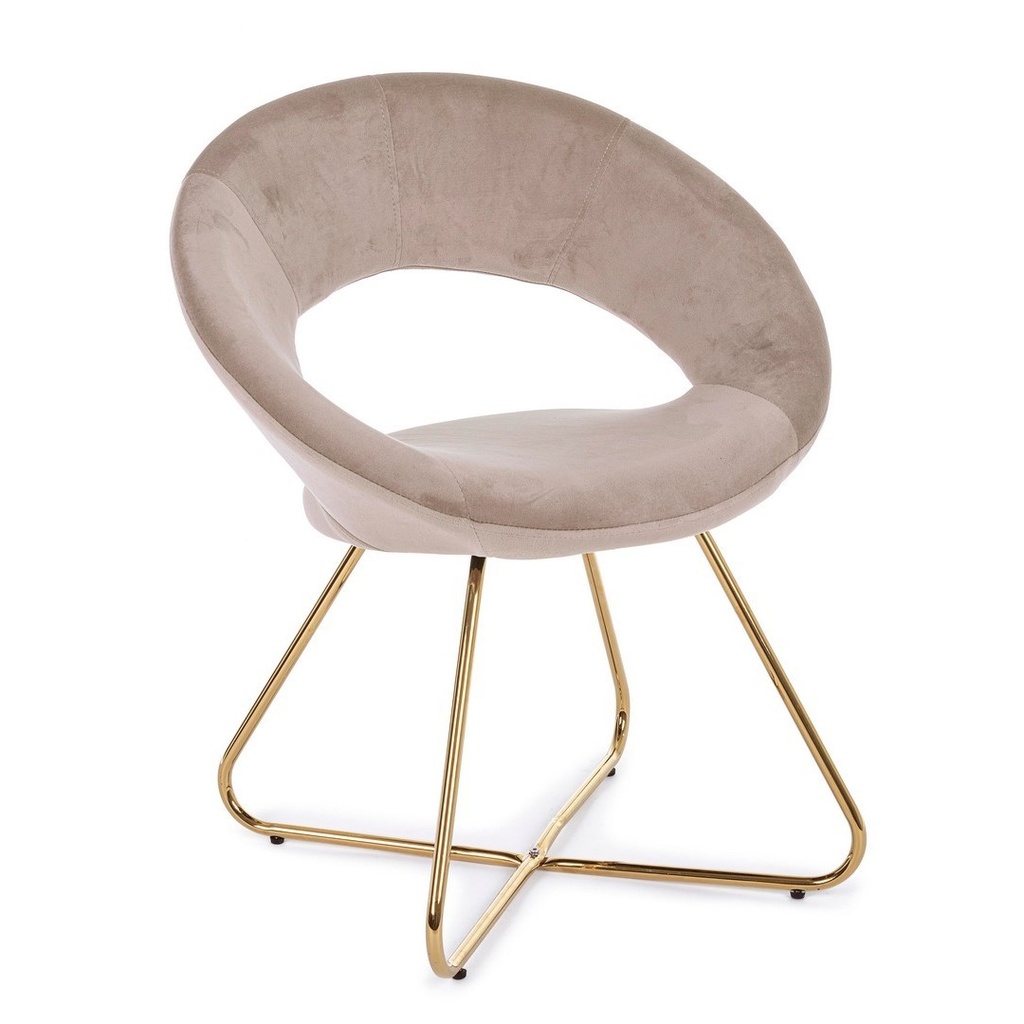 Poltrona Vanity in velluto tortora, gambe in oro - Dimensioni: 58x69x81 cm