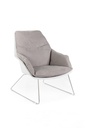 Poltrona elegante in polipropilene grigio chiaro con base in metallo, rivestimento in tessuto, 85x74x86 cm