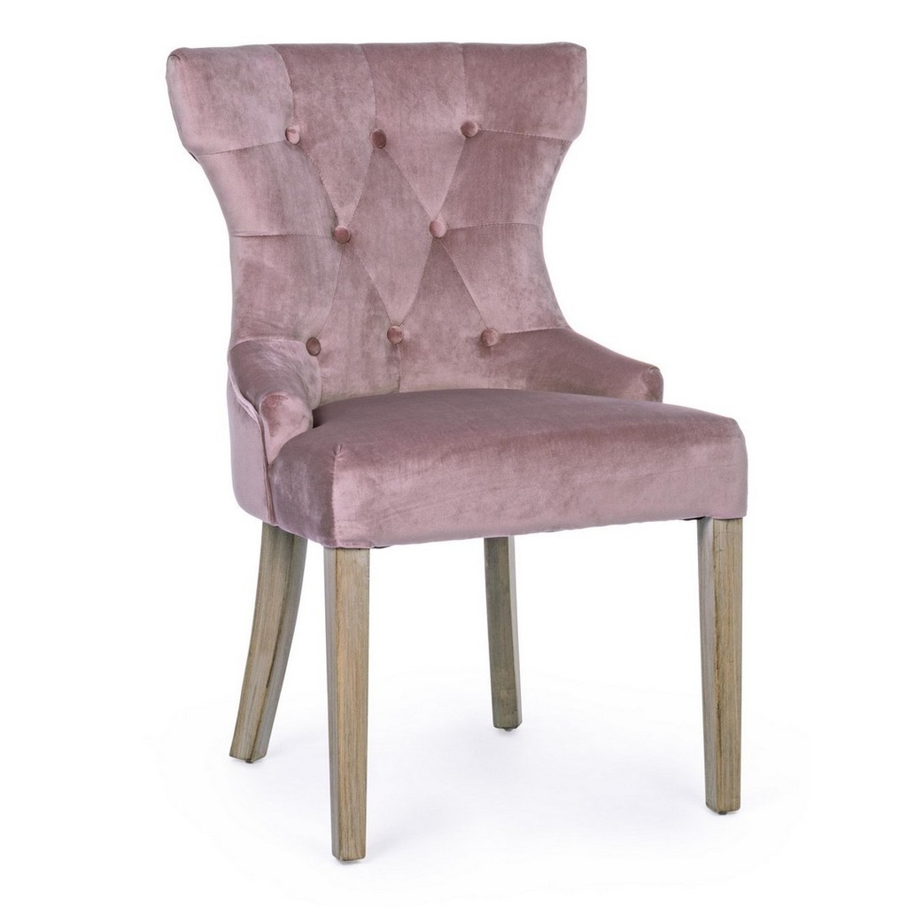 Sedia classica in velluto Azelia Woodrose, misure: 55x52x92 cm