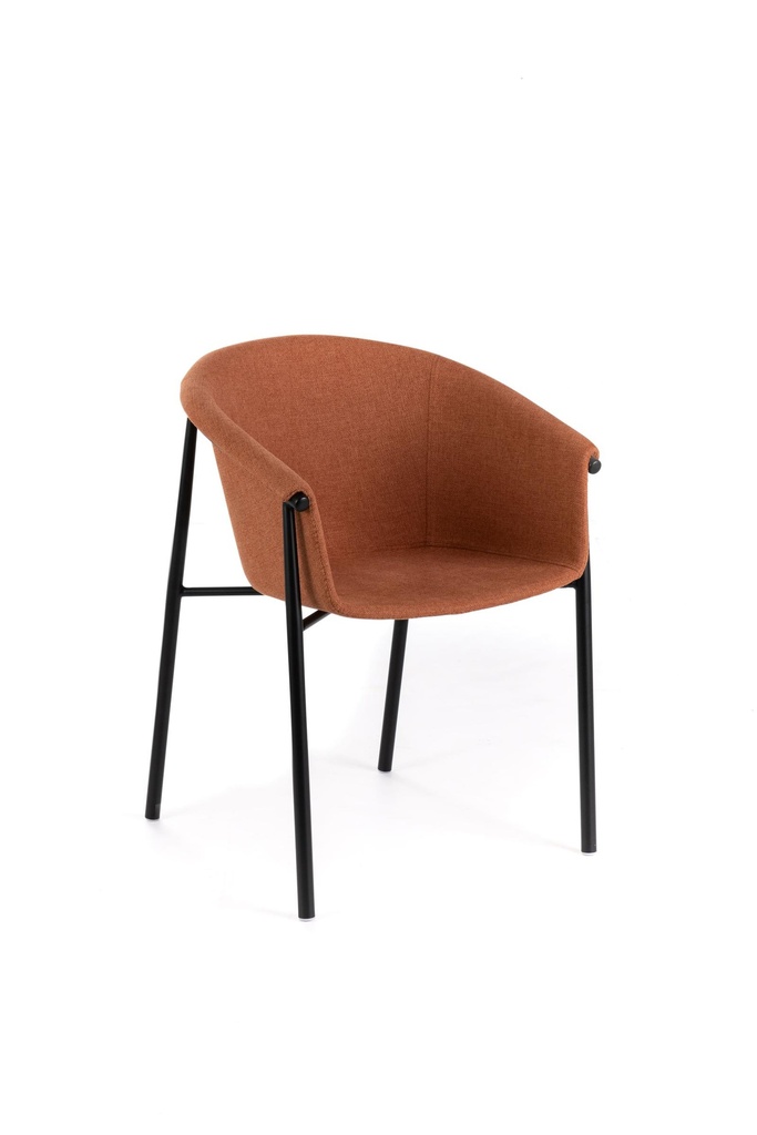 Sedia elegante in tessuto, dimensioni 58cm x 56cm x 79cm, con gambe in metallo nero