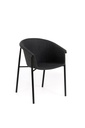 Sedia elegante in tessuto grigio scuro con gambe in metallo nero, 58cm x 56cm x 79cm