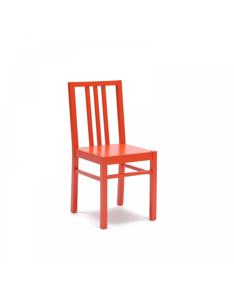 Sedia in legno laccato, finitura pesca, 39.5cm x 39.5cm x 86.5cm
