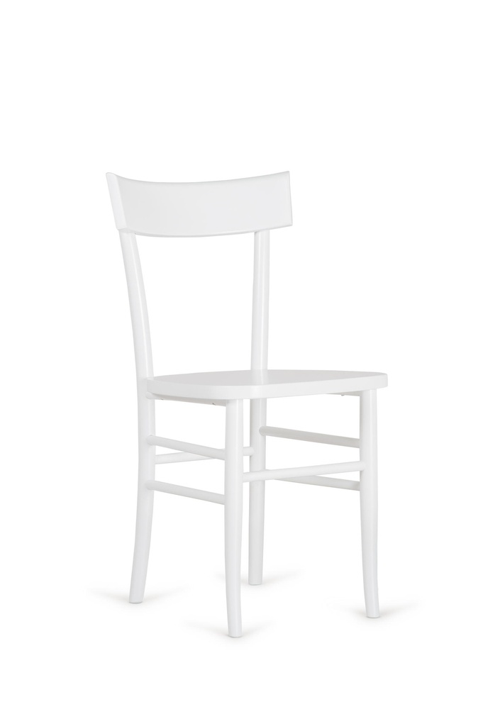 Set di 4 sedie in legno laccato grigio chiaro, dimensioni 39.5cm x 39.5cm x 86.5cm e sedia in legno laccato bianco, dimensioni 48cm x 39cm x 80cm