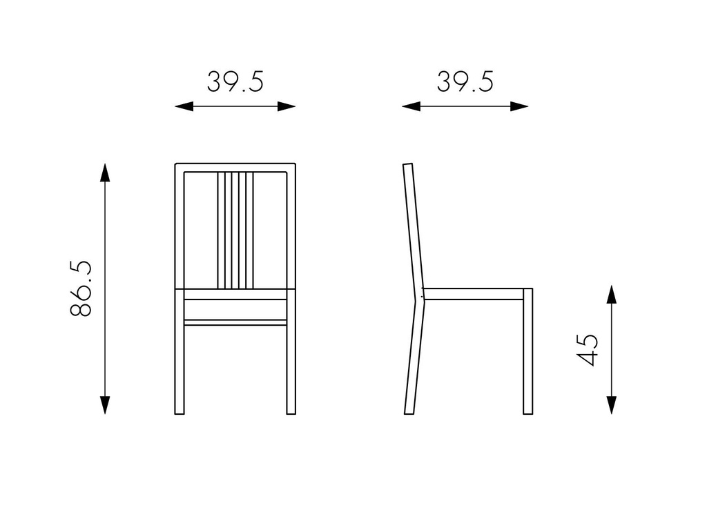 Set di 4 sedie in legno laccato grigio chiaro, dimensioni 39.5x39.5x86.5 cm