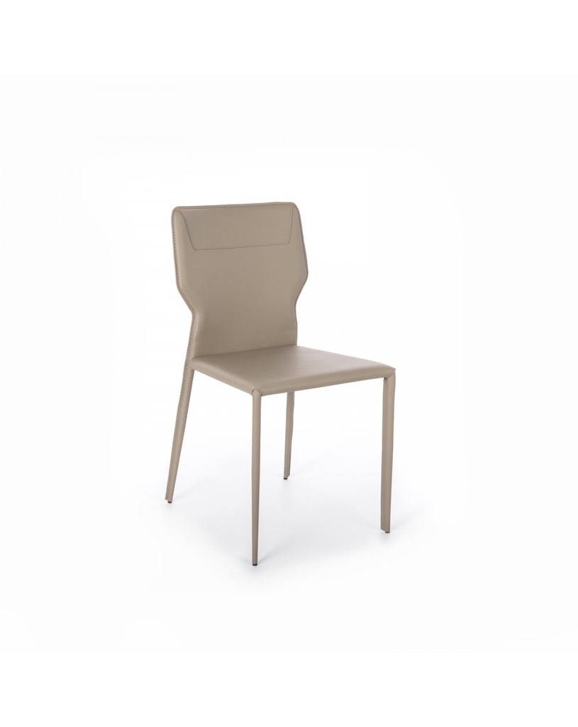 Set di 4 sedie in similcuoio bianco, 56cm x 44cm x 86.5cm, con struttura in metallo