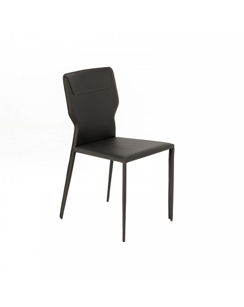 Set di 4 sedie in similcuoio grigio scuro con struttura in metallo, 56cm x 44cm x 86.5cm