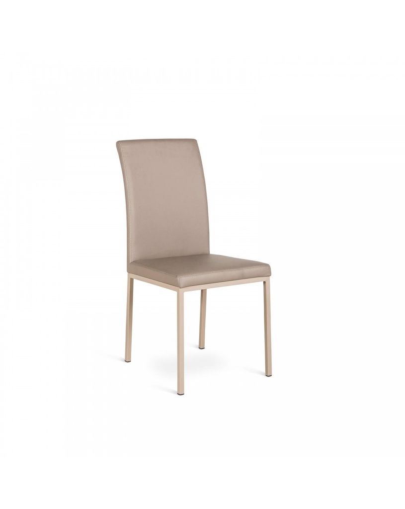 Set di 4 sedie in similpelle tortora con struttura in metallo, 42x43x91cm