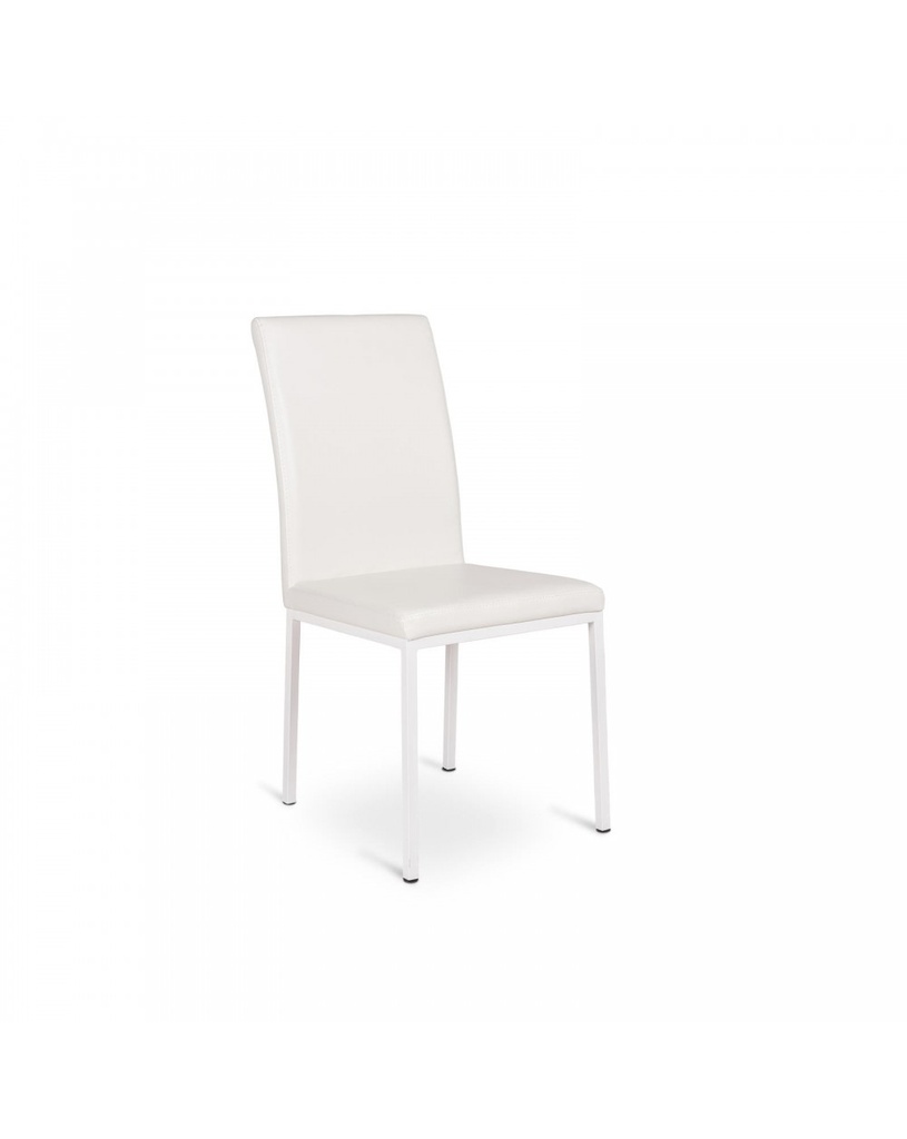 Set di 4 sedie in similpelle bianca con struttura in metallo, 42x43x91 cm