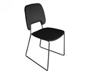 Set di 4 sedie in similpelle grigia scura, seduta nera, struttura in metallo, 47.5x45.5x89 cm