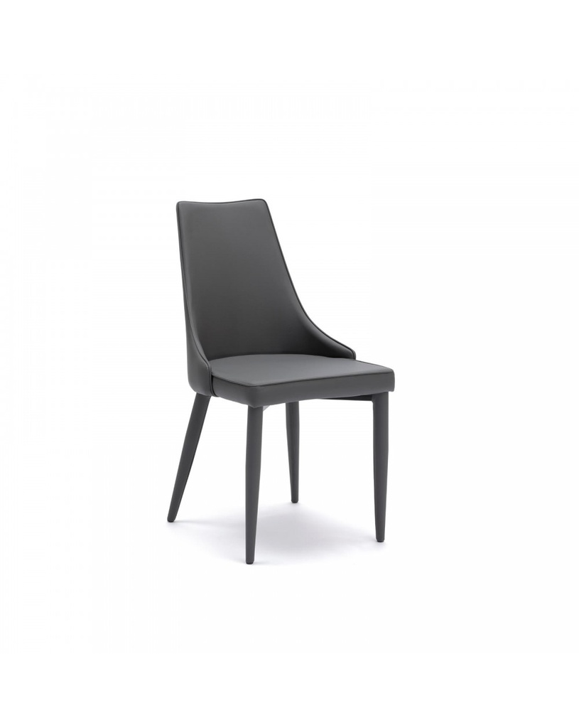 Set di 4 sedie in tessuto grigio con gambe antracite, 52x55x78,5 cm, struttura in metallo