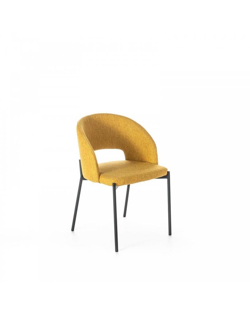 Set di 4 sedie in tessuto giallo con struttura in metallo antracite, 52cm x 55.5cm x 78.5cm