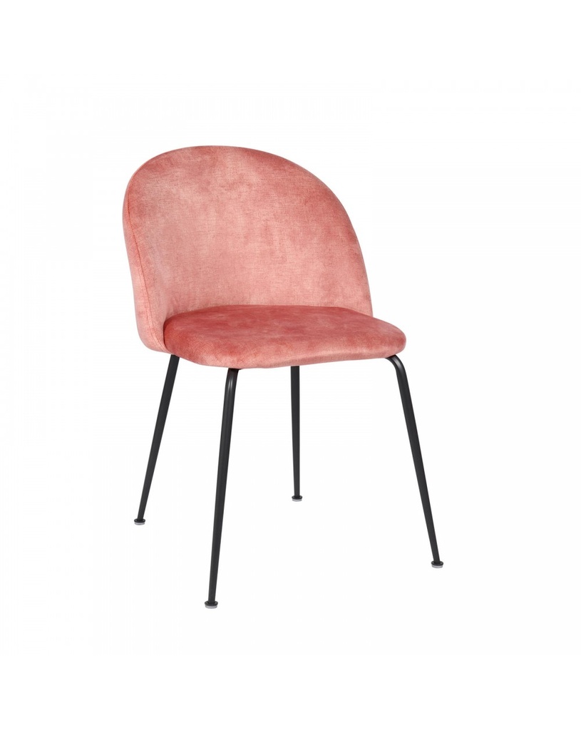 Set di 4 sgabelli in tessuto Greta, velluto rosa chiaro con struttura in metallo antracite, 55x45x78.5cm