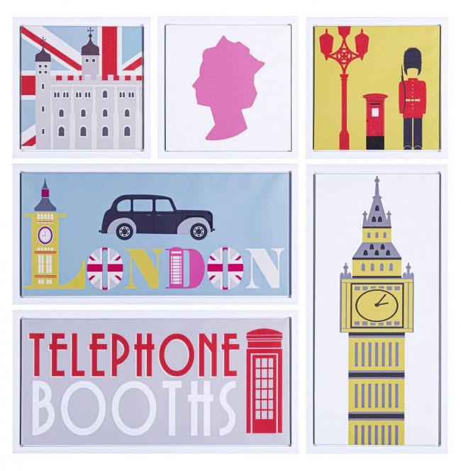 2x Set6 Stampa Su Tela C-C London 90X90