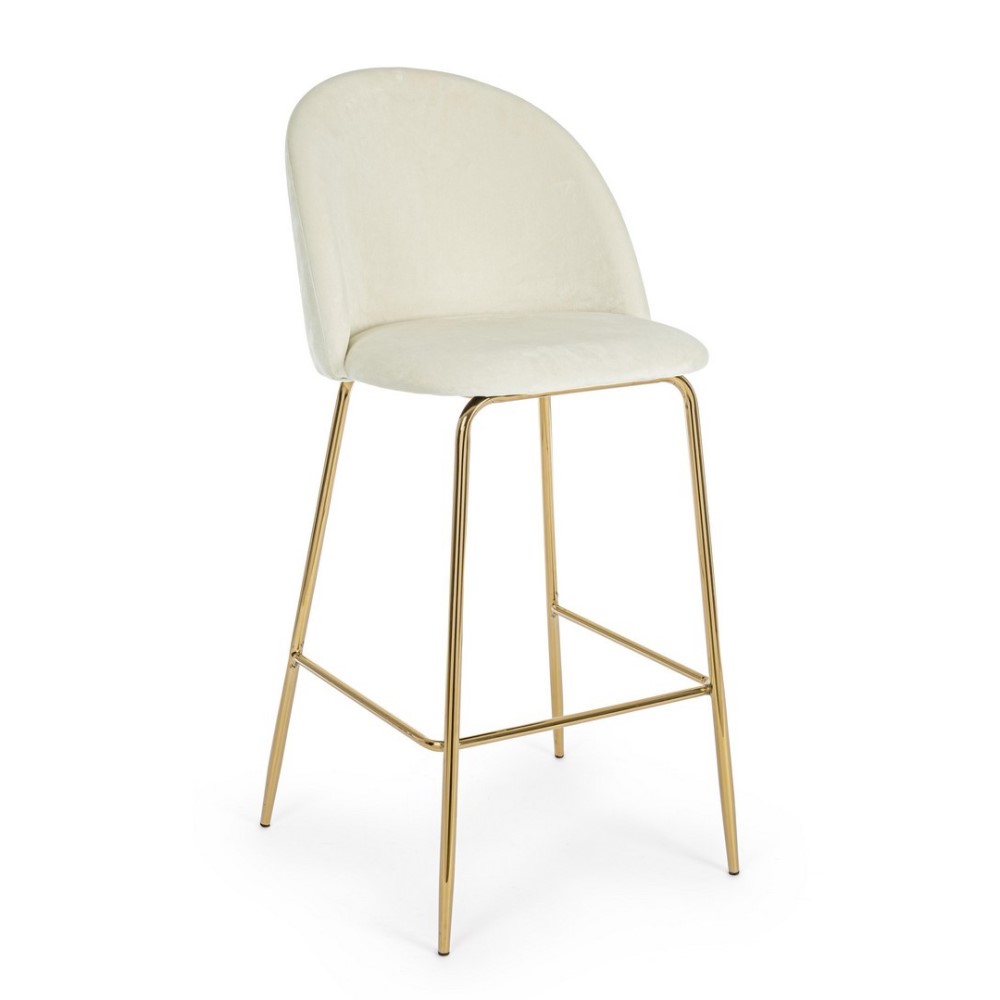 2x Sgabello bar carry bianco in velluto stile atmosphere