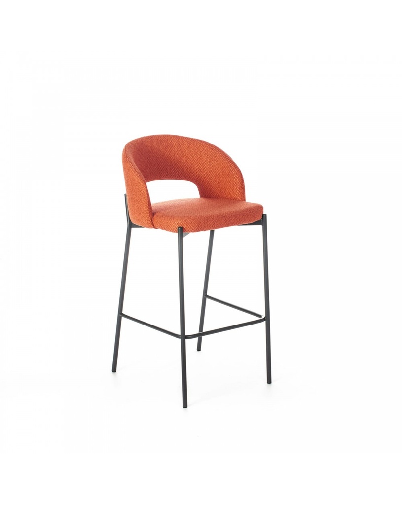 Set di 4 sgabelli in tessuto arancione con struttura in metallo, 50x52x98h cm