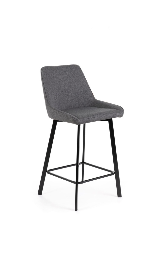 Set dai 2 Sgabelli elegante in tessuto grigio scuro con gambe in metallo nero, 50cm x 44cm x 94cm