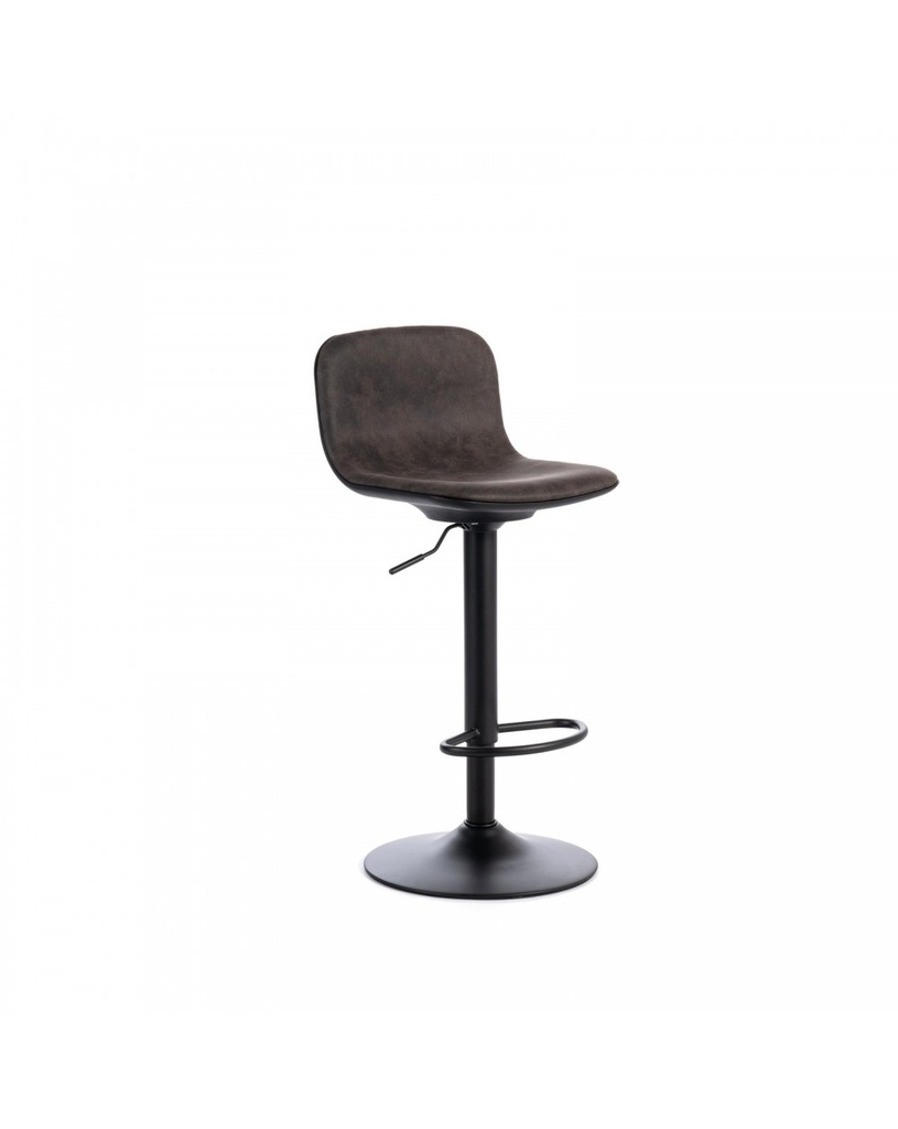 Set di 2 Sgabelli in Microfibra Grigio Scuro e Metallo Nero, 39x45x86/102cm