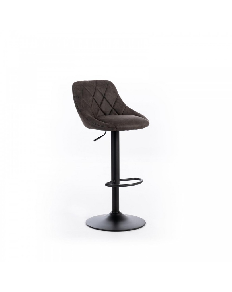 Set di 2 sgabelli in microfibra grigia scura con struttura in metallo nero, dimensioni 45x50x84/100cm