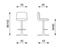 Set di 2 sgabelli in microfibra beige con struttura in metallo, dimensioni 39x45x86/102 cm