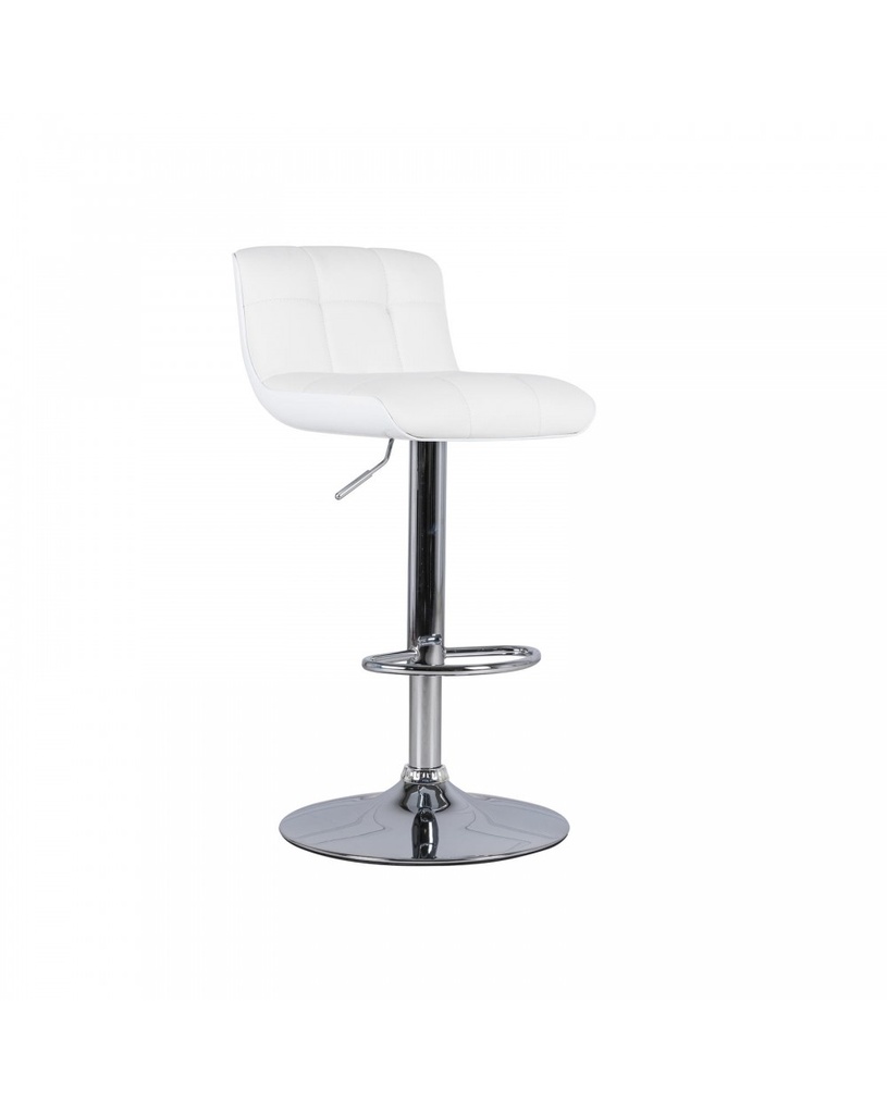 Set dai 2 Sgabelli in similpelle bianca con struttura in metallo grigio, 36cm x 38.5cm x 83/98cm