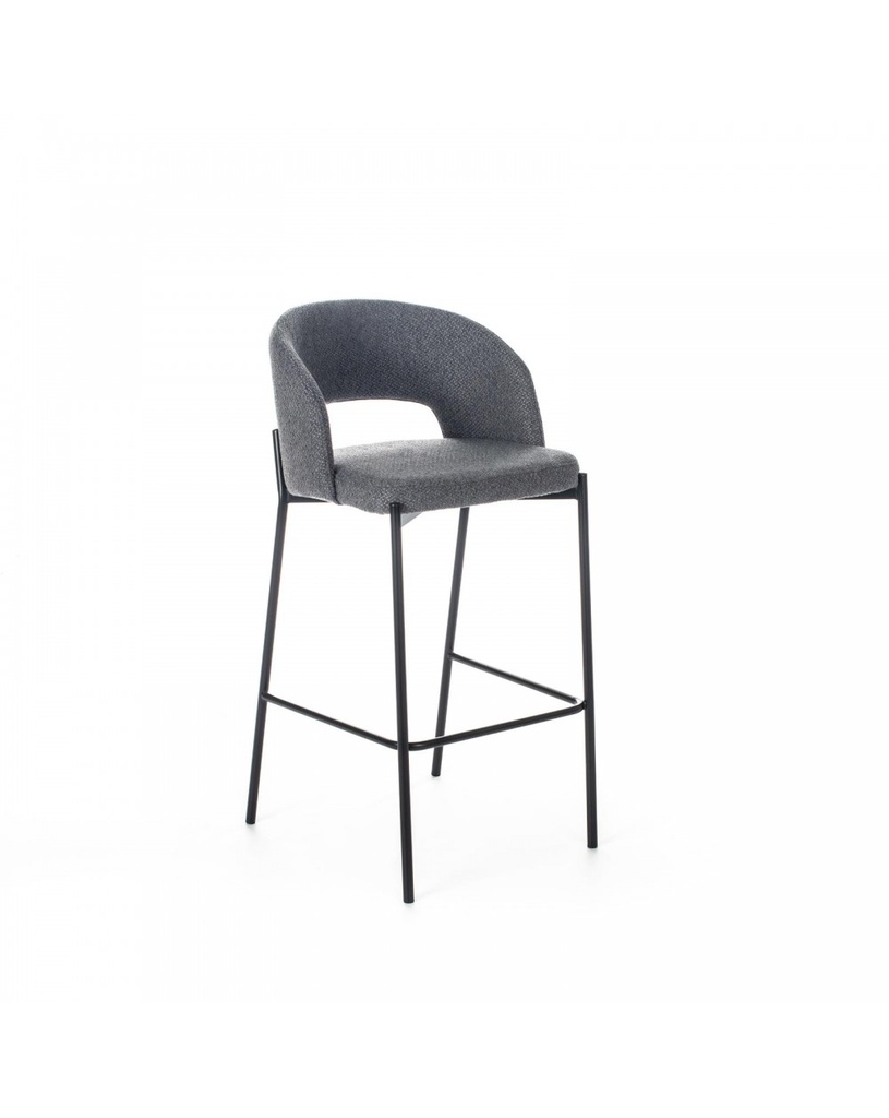 Set di 2 sgabelli in tessuto grigio con struttura in metallo antracite, 50cm x 52cm x 98cm