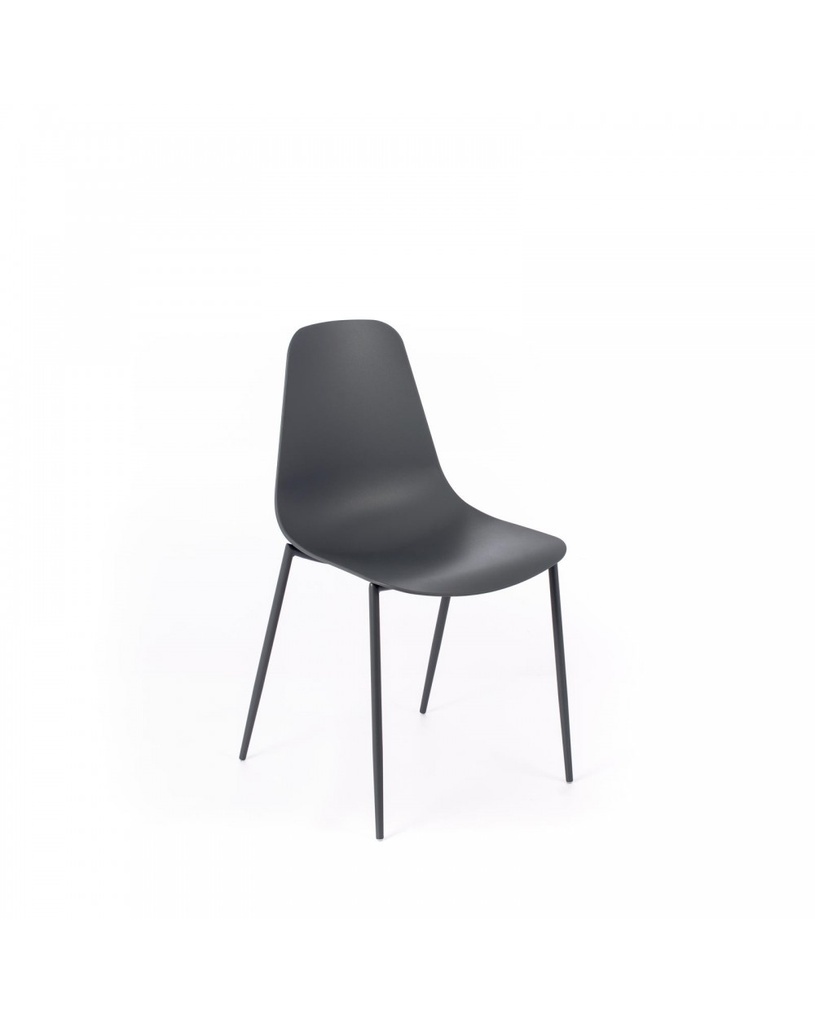 Set di 4 sedie in polipropilene con gambe in metallo, colore grigio scuro, 49x48.5x88 cm