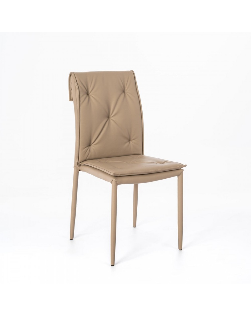 Set di 4 sedie in similpelle tortora, struttura in metallo, 44x56x91cm