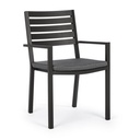 4x Sedia antracite con bracciolo e cuscino in alluminio stile industrial