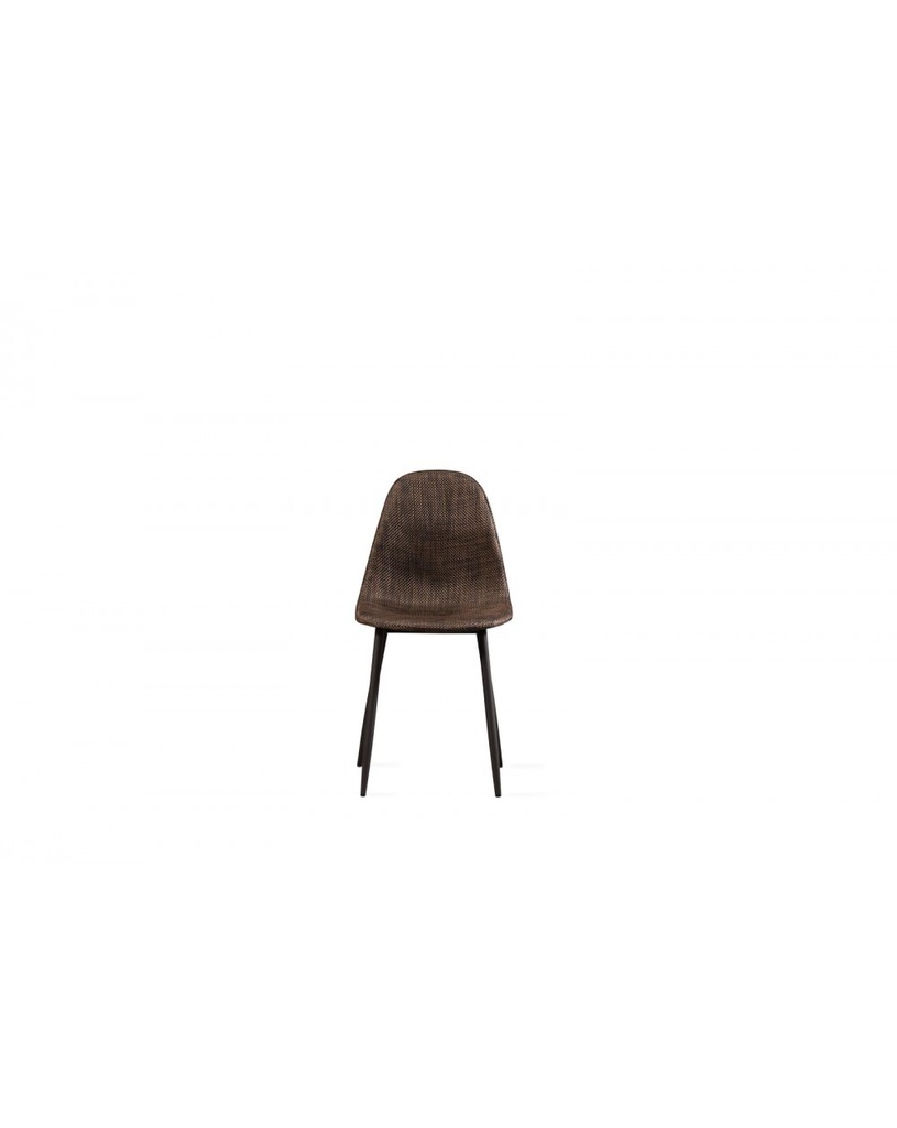 Set di 4 Sedie in Similrattan Marrone con Struttura in Metallo Grigio Scuro, 43cm x 38cm x 86.5cm