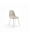 Set di 4 Sedie in Similrattan Beige con Struttura in Metallo Bianco, 43x38x86.5cm