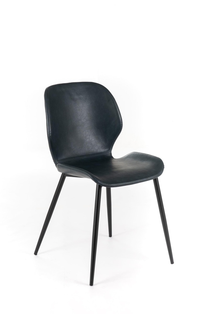 Set di 4 Sedie in Soft-Touch, 55cm x 45cm x 83cm, con gambe in metallo nero