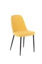 Set di 4 sedie in tessuto giallo con gambe in metallo nero, 55cm x 46cm x 85cm