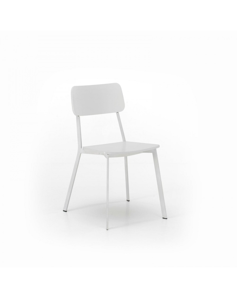 Set di 4 sedie in legno laccato bianco con struttura in metallo, 51x51.5x82cm